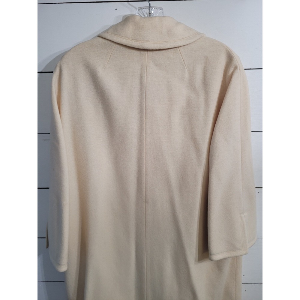Vintage The Travelaire Cream Wool Button Split Cuff Union Made Dress Coat Sz 16 - Picture 10 of 16